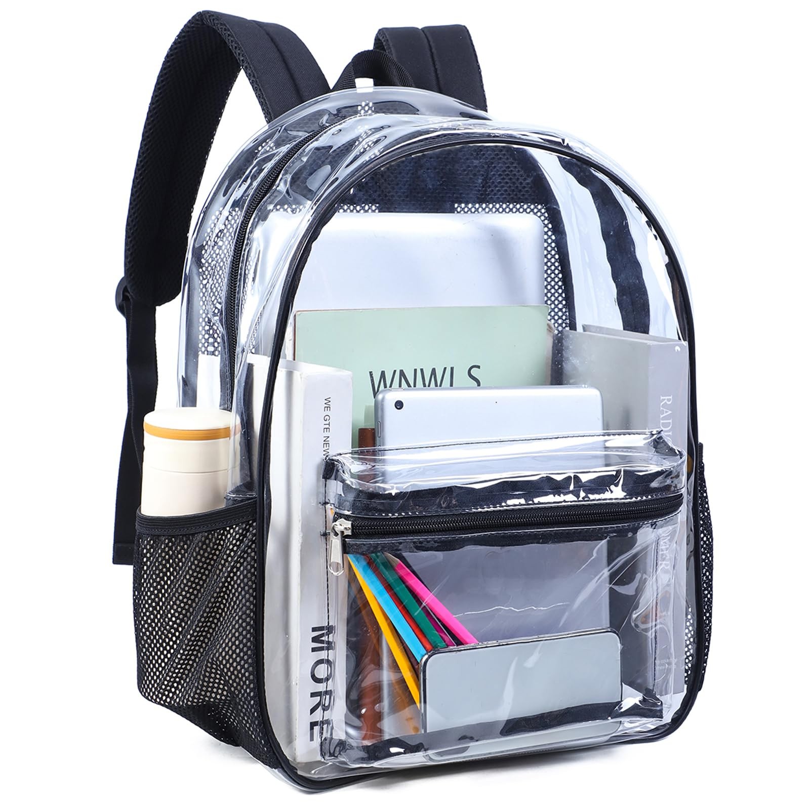COVAX 17~Inch Clear Mesh Transparent Bookbag for School, Black