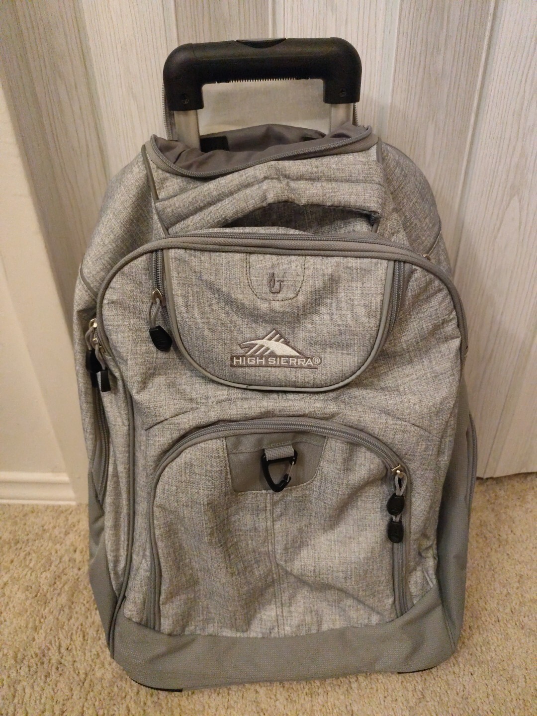 High Sierra Powerglide Wheeled Rolling Backpack Large 38L Gray