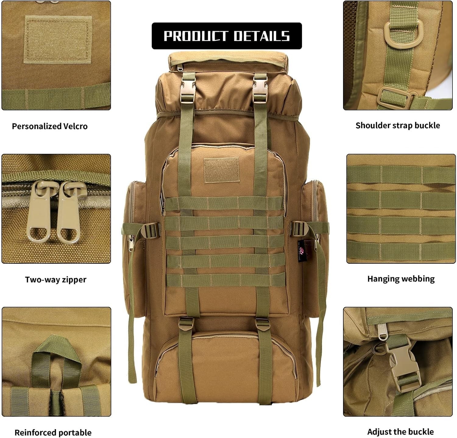 80L/100L Outdoor Hiking Military Tactical Backpack Rucksack Camping Trekking Bag