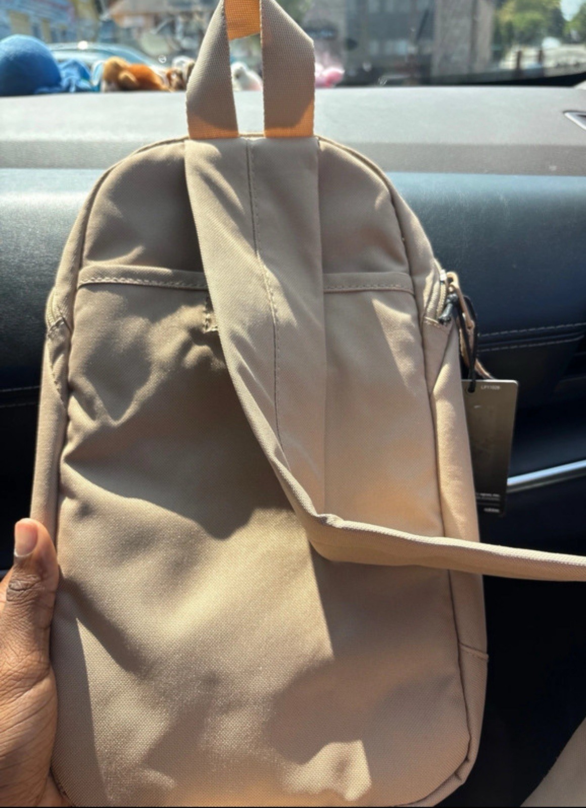 adidas Beige Backpack w/ Front Pocket & Matching Pouch, Zip, Medium Unisex