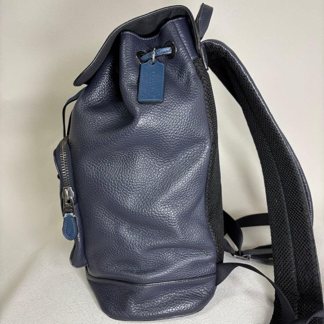 Coach C4134 Leather Drawstring Backpack Navy 33cm From Japan