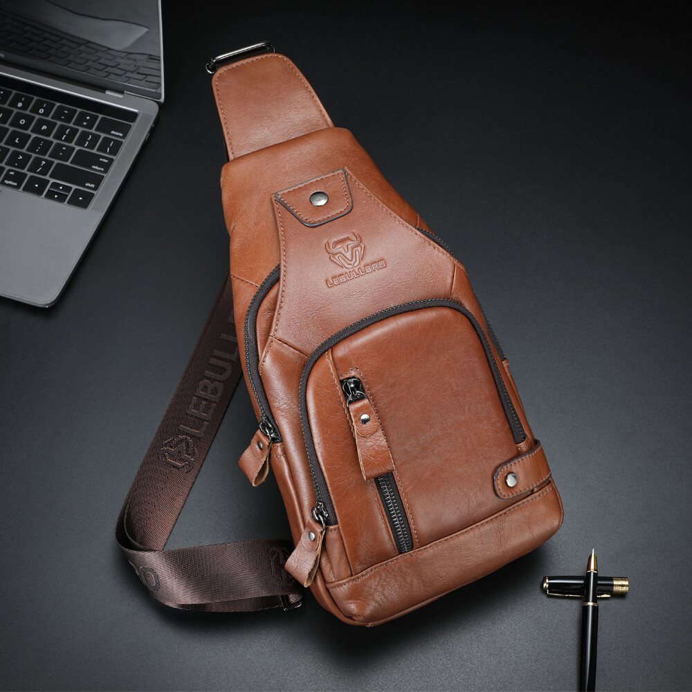 Sling Backpack for Men Chest bag Crossbody Bag Shoulder Bag 100% Genuine Leather