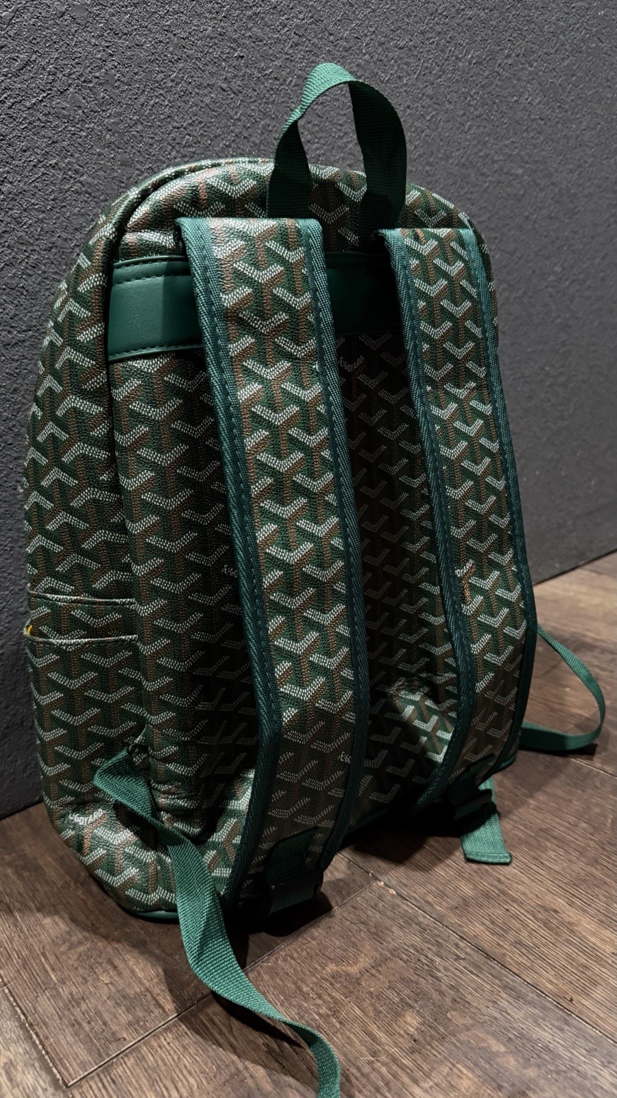 Goyard Green Monogram Backpack Medium Zip Closure Adjustable Straps Pockets