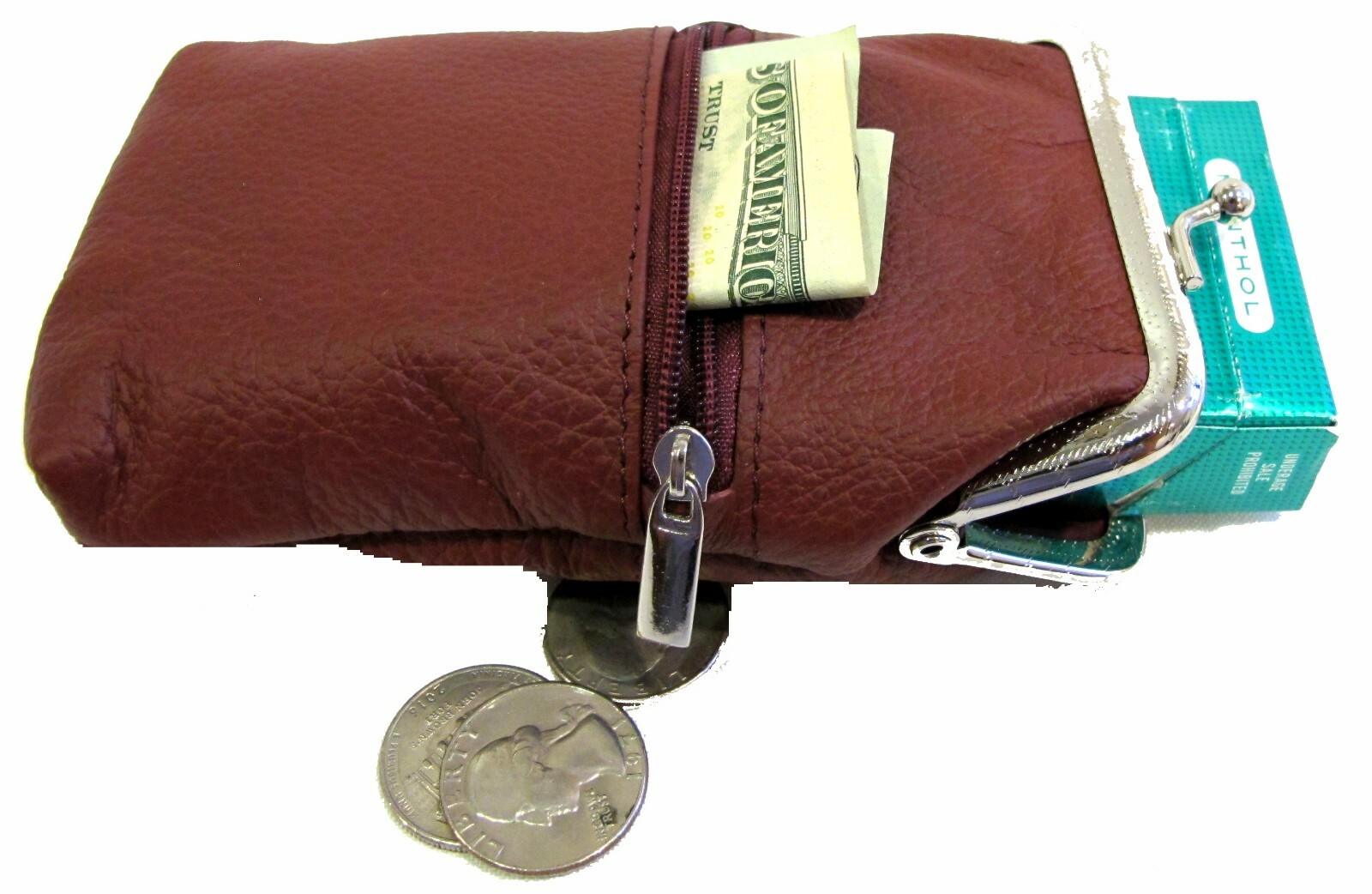 100% Leather Cigarette Case Lighter Match Pocket Zipper Coin Pouch SOLD by PAIR