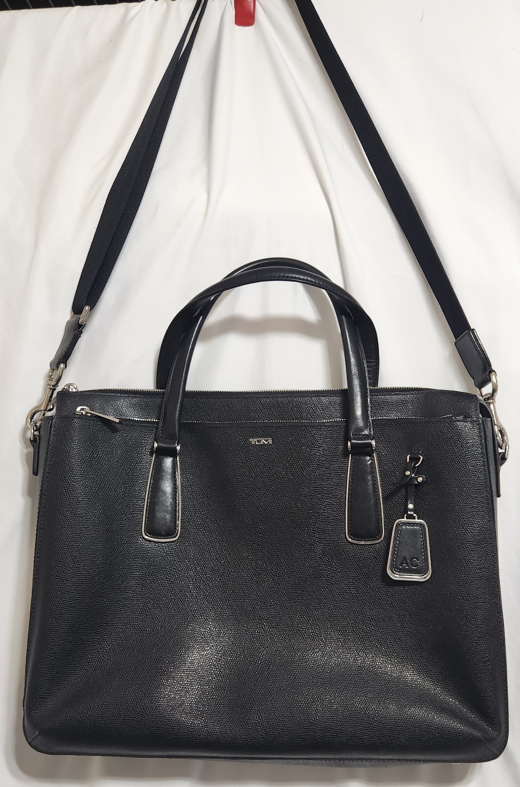 TUMI 79391D Sinclair “Nina” Saffiano Commuter Briefcase Business Black Leather