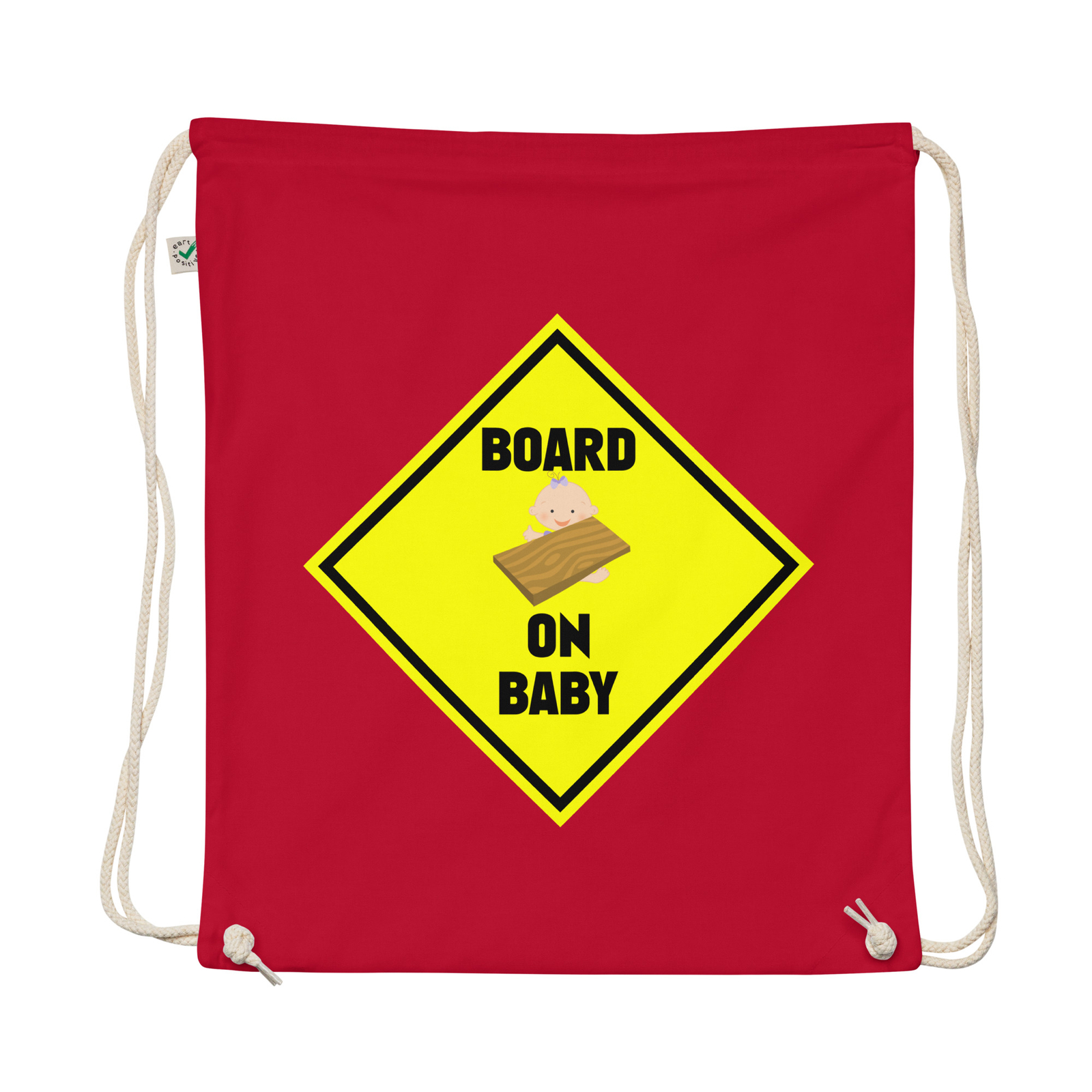 “Board on Baby” Organic cotton drawstring bag Funny Parody Driving Safety