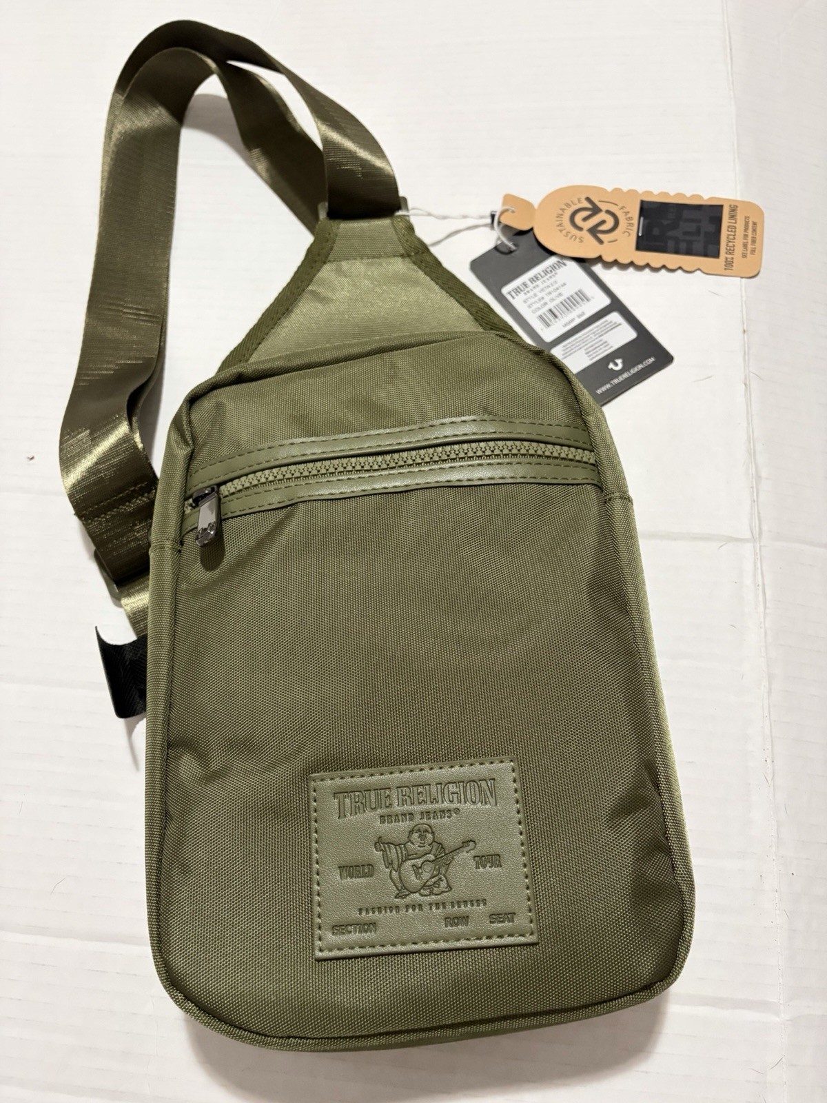 NWT True Religion Buddha Patch Unisex Olive YETA 2.0 Crossbody Bag TR104144