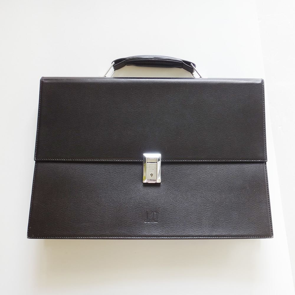 Dunhill Briefcase Business Bag Document Case Black Leather Men’s Width 38cm