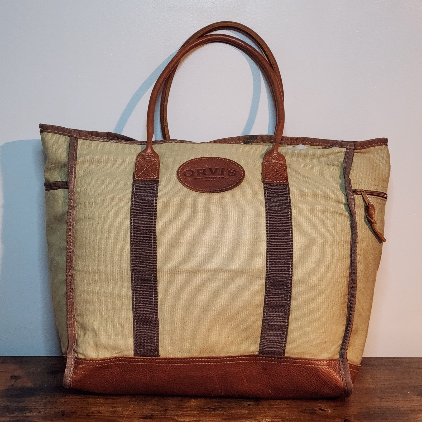 Vintage Orvis Canvas & Leather Tote Bag – Outdoor Field Carryall – USA