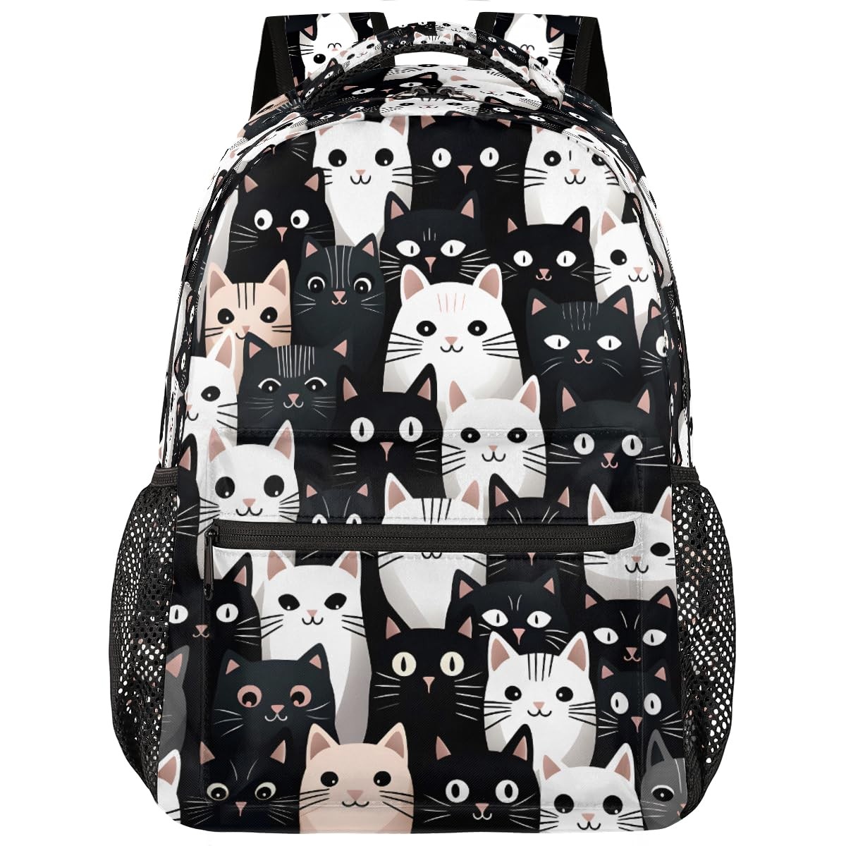 Black White Cat Laptop Backpack Lightweight Travel Casual Daypack 16 Inch