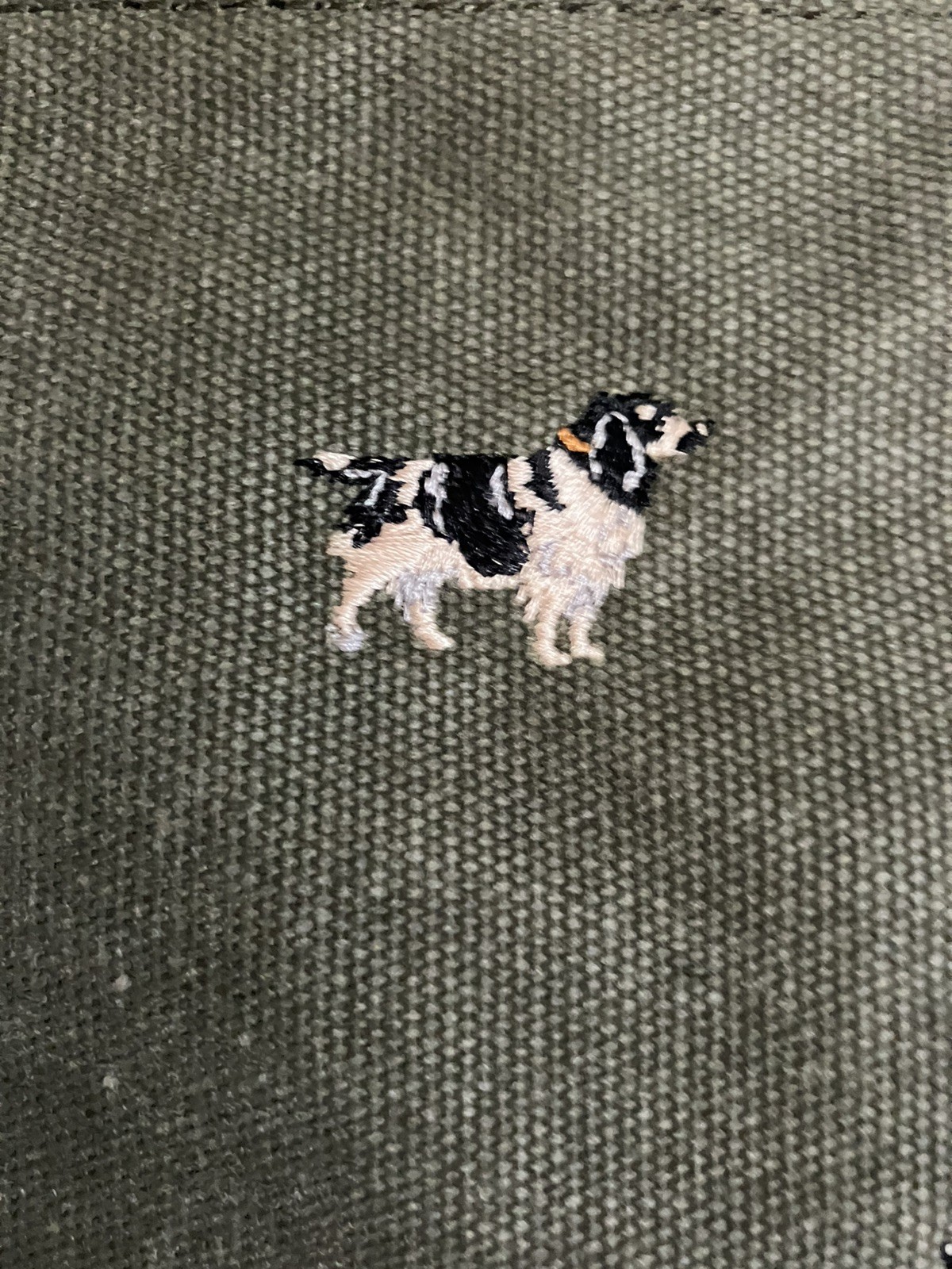 LLBean Green Canvas bag Springer Spaniel Hunting Embroidery Dog
