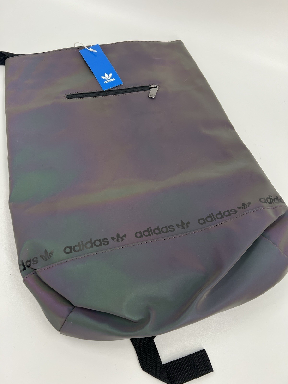 Adidas Top Load Reflective Backpack In An Oil Slick Colorway New
