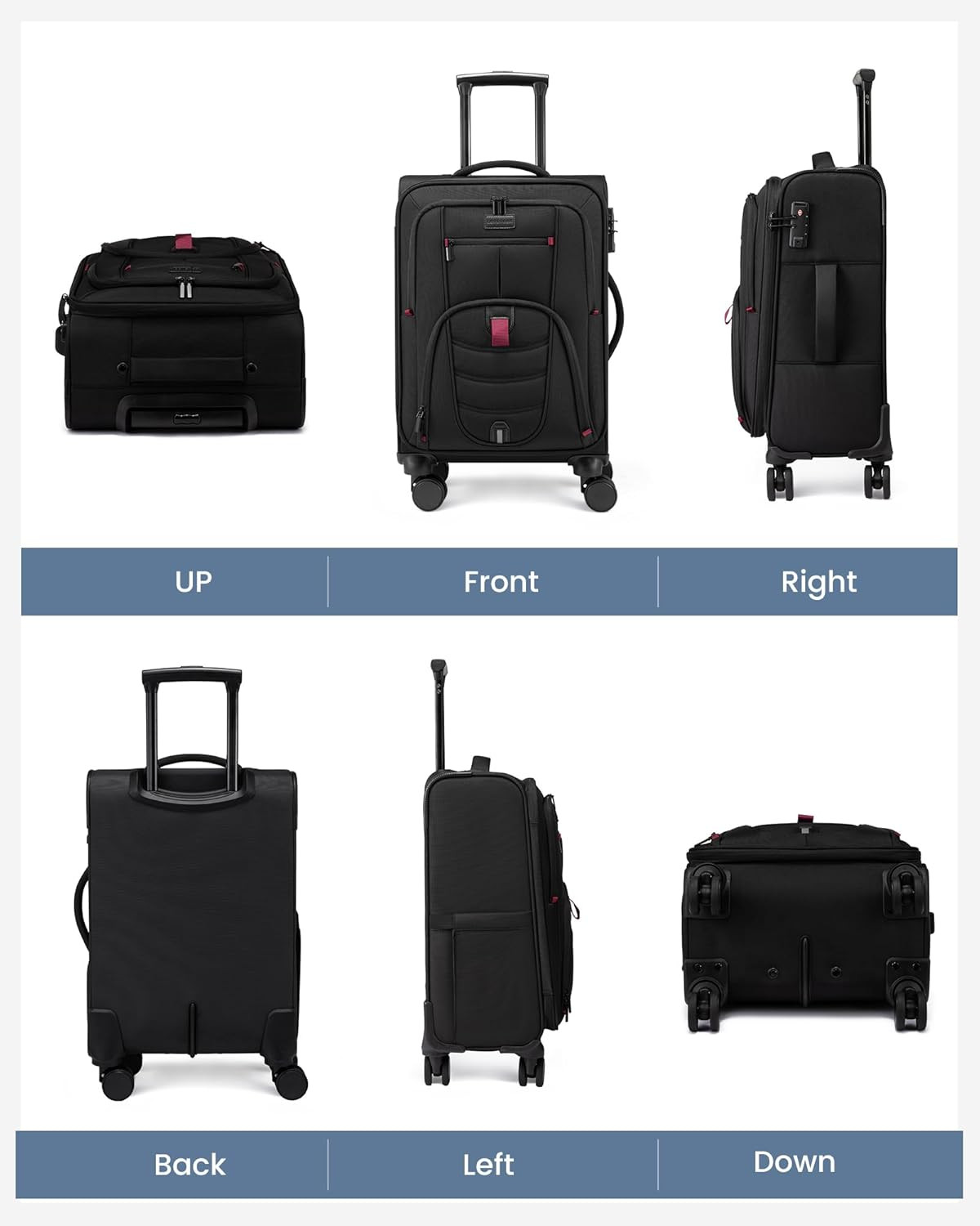 Business Softside Checked Luggage with 15.6/17.3 Inch Laptop Compartment, 24 Inc