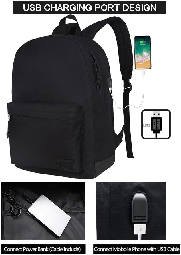 Lightweight Casual Laptop Backpack for Work, School & Travel – Unisex Black Bag