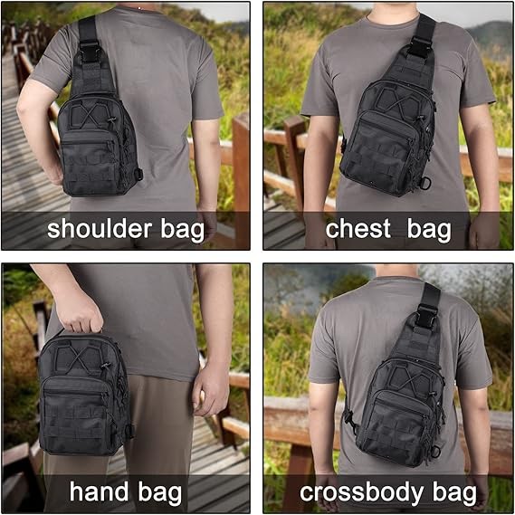 Men Backpack Molle Tactical Sling Chest Pack Shoulder Bag Outdoor Travel Hiking