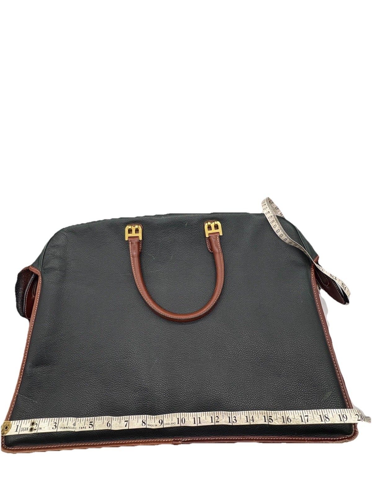 Bally Pebbled Leather B Logo Briefcase Gold Brass Hardware Office Travel VTG