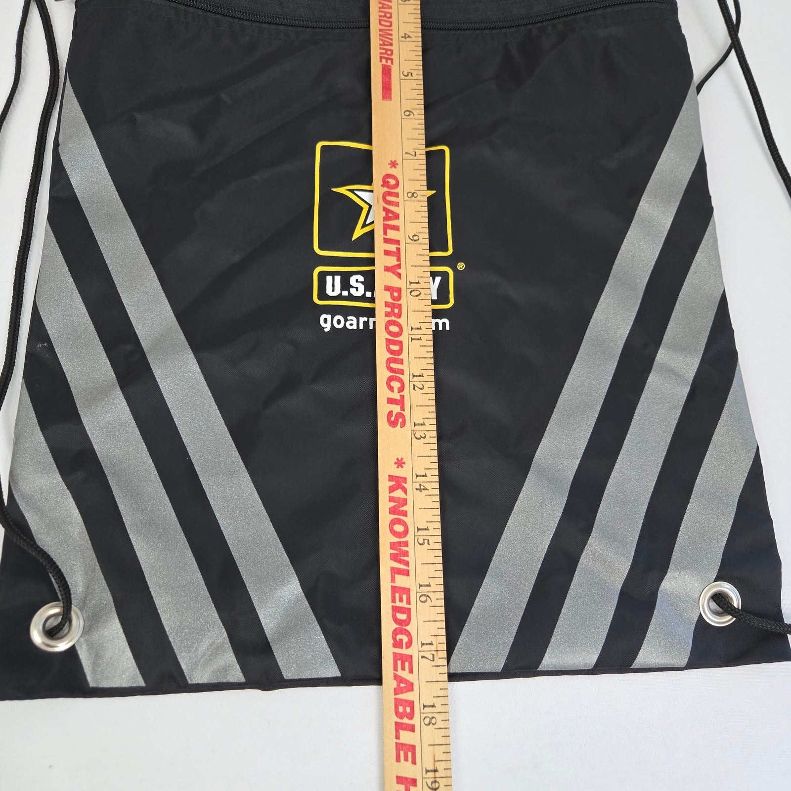 U.S. Army Military Drawstring Back Pack Cinch Sack Bag Black Gray & Yellow – NEW