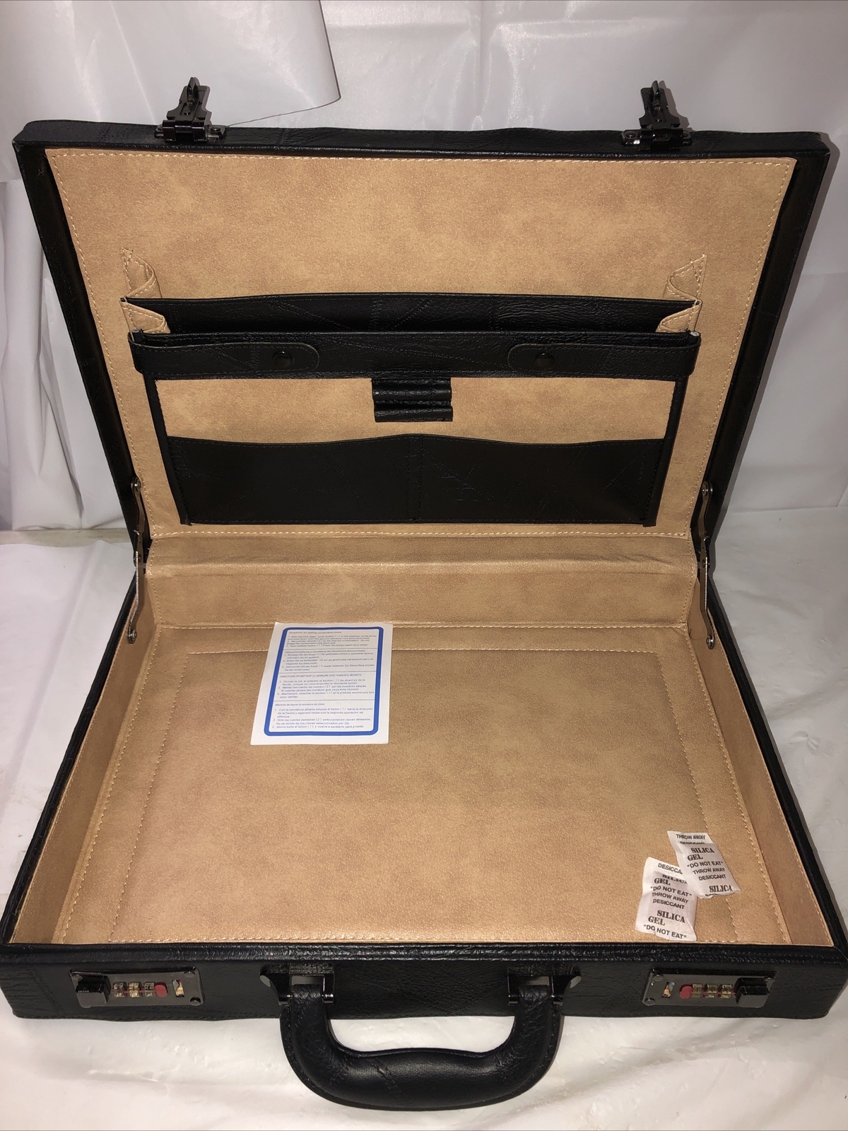 Black Briefcase Designer W/ Locks 12.5×17.5” Attaché Working Unused