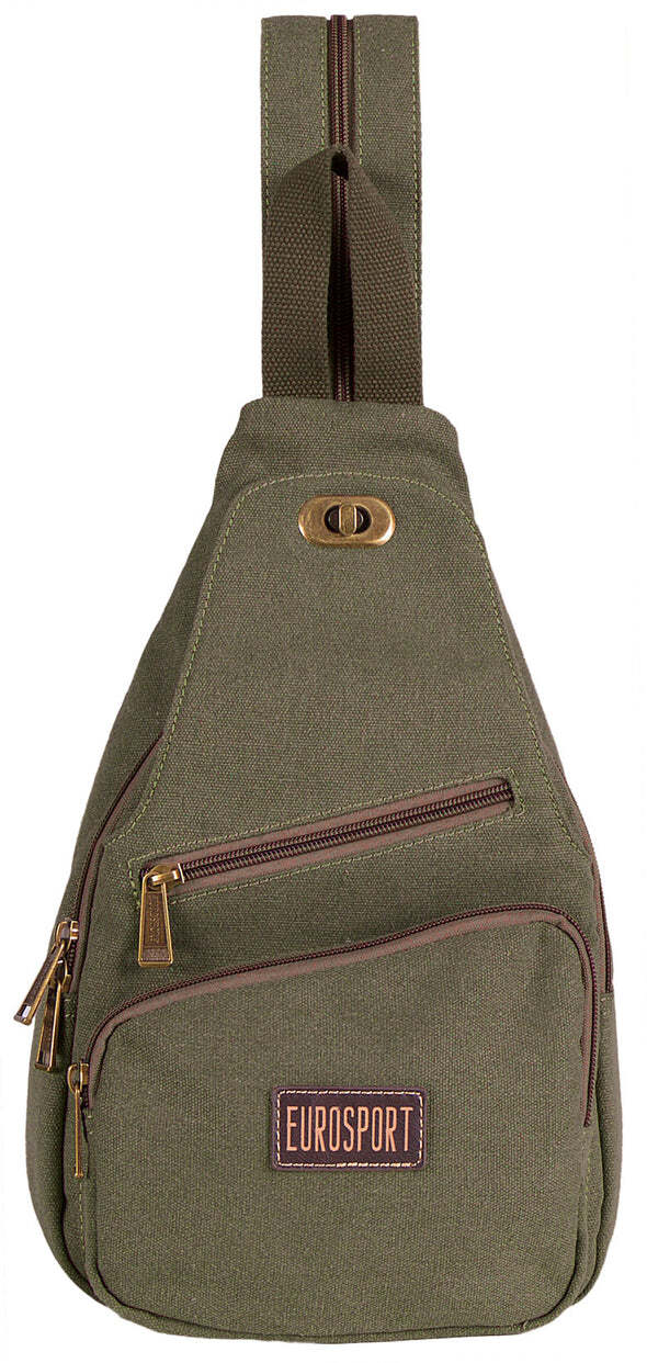 EuroSport Olive Messenger Sling Canvas Shoulder Bag Rucksack Travel Sport B417