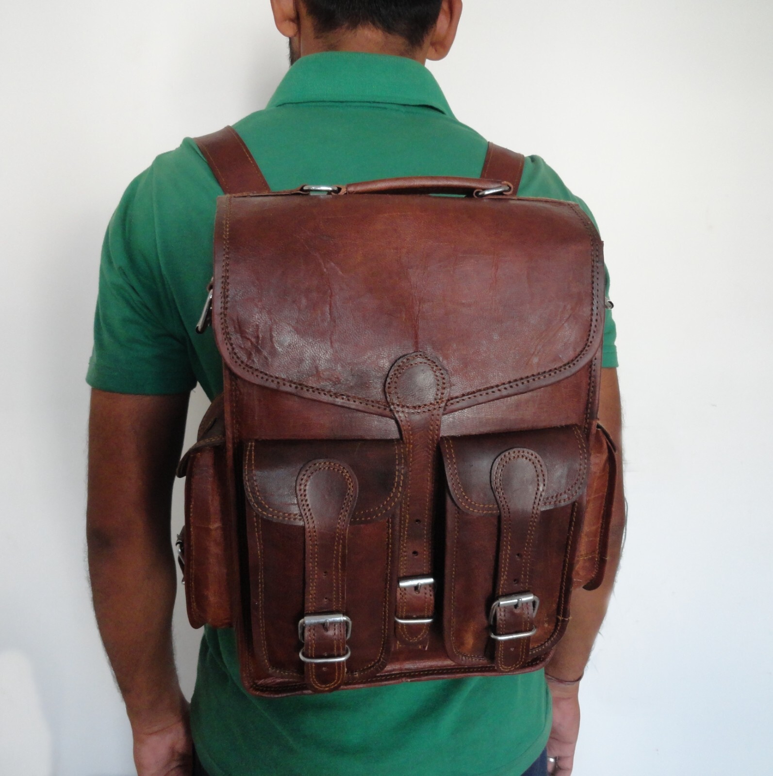 11″ Leather Backpack Convertibe Messenger Bag iPad/Tab Satchel Rucksack Shoulder