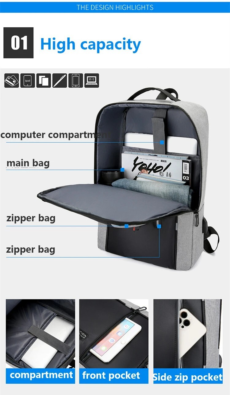 Business Backpack Waterproof, Men USB 15.6 Inch Laptop, school Backpack .