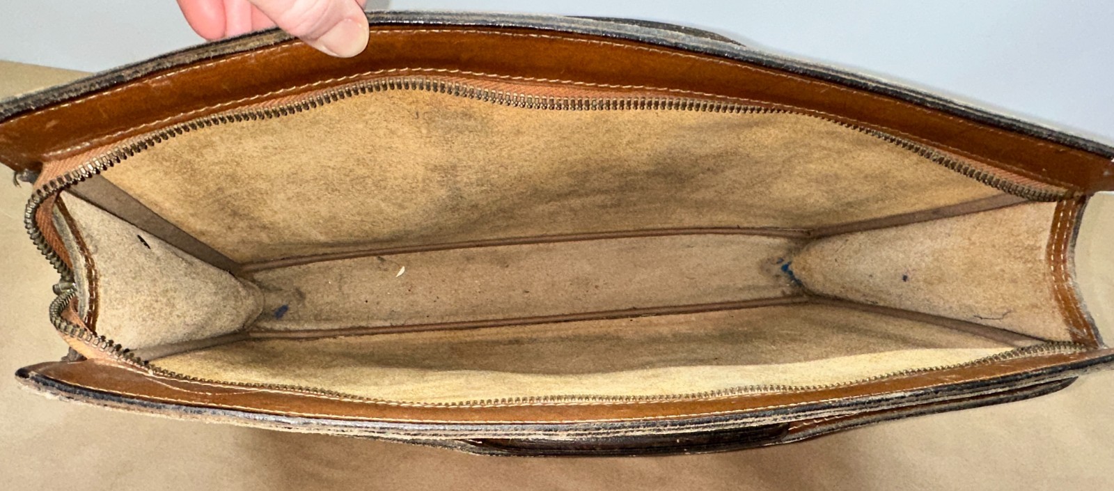 SCHLESINGER Brothers CASE SETTER California Saddle LEATHER BAG Briefcase Brown