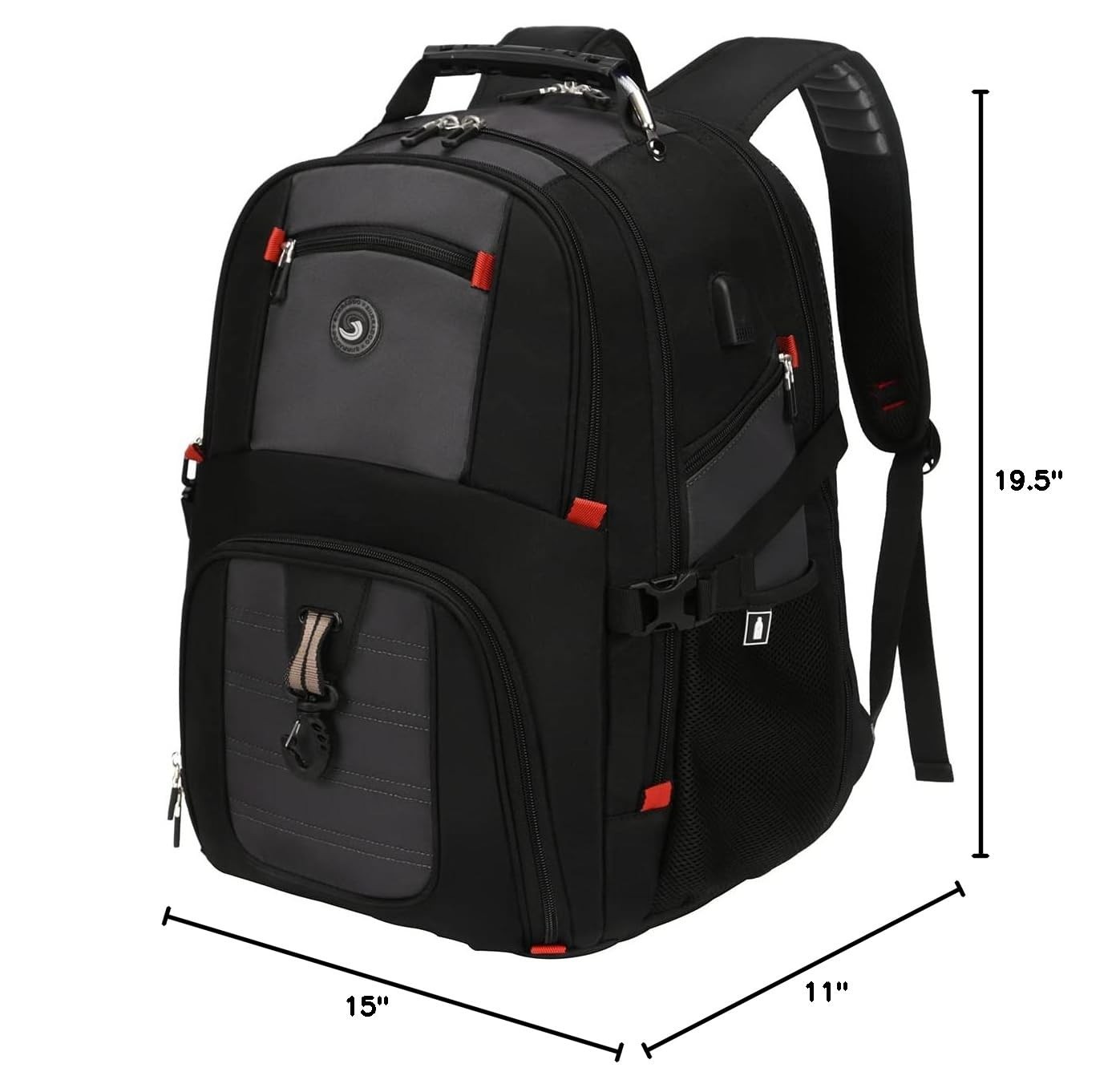 Extra Large 50L Travel Laptop Backpack, Airline Approved, Fits 17″ Laptops, Grey