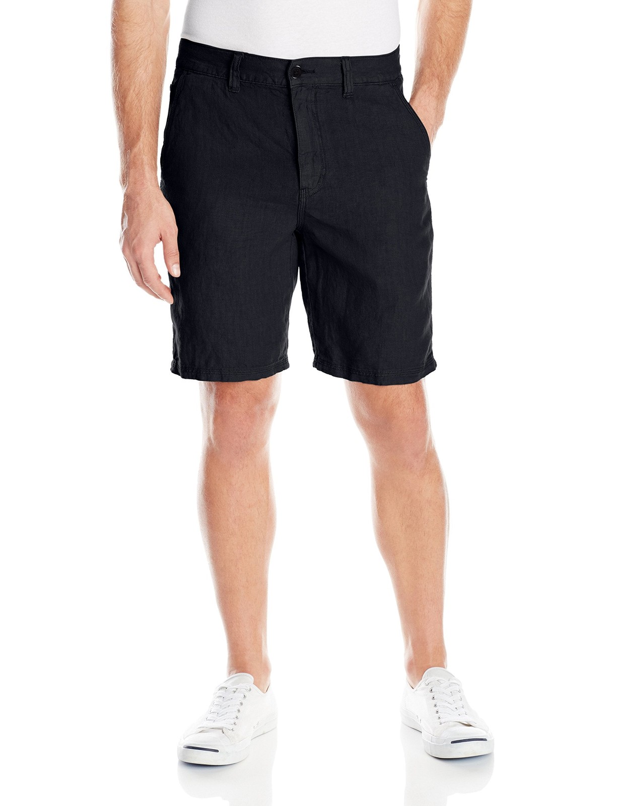 John Varvatos Star U.S.A. Men’s Linen Shorts ( Black , 34 ) Black 34 U1