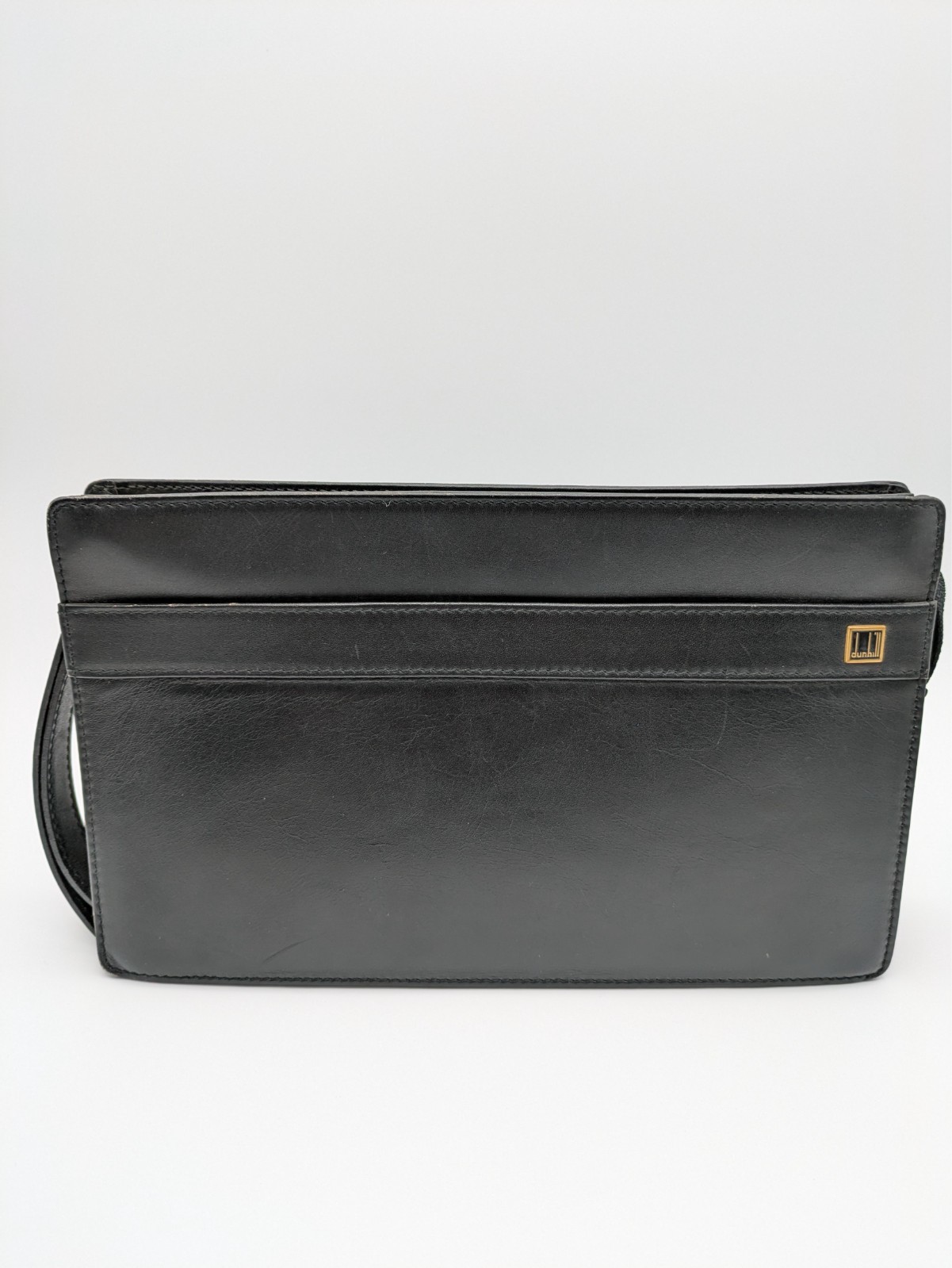 Dunhill Clutch Bag – Black Leather Height: 17cm Width: 27cm Depth: 6cm