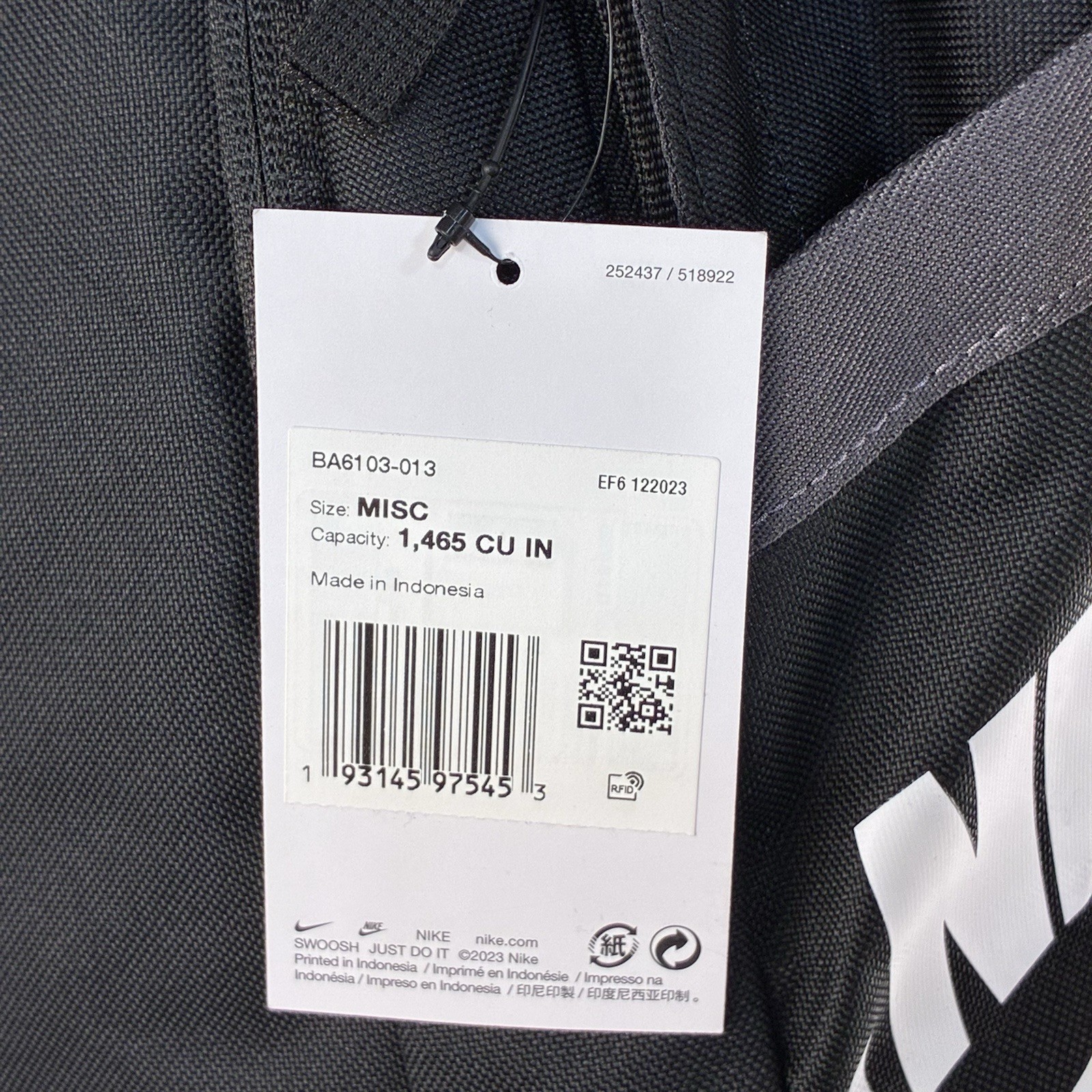 Nike Brasilia Medium Backpack Black White Swoosh School Gym Bag 24L BA6103-013