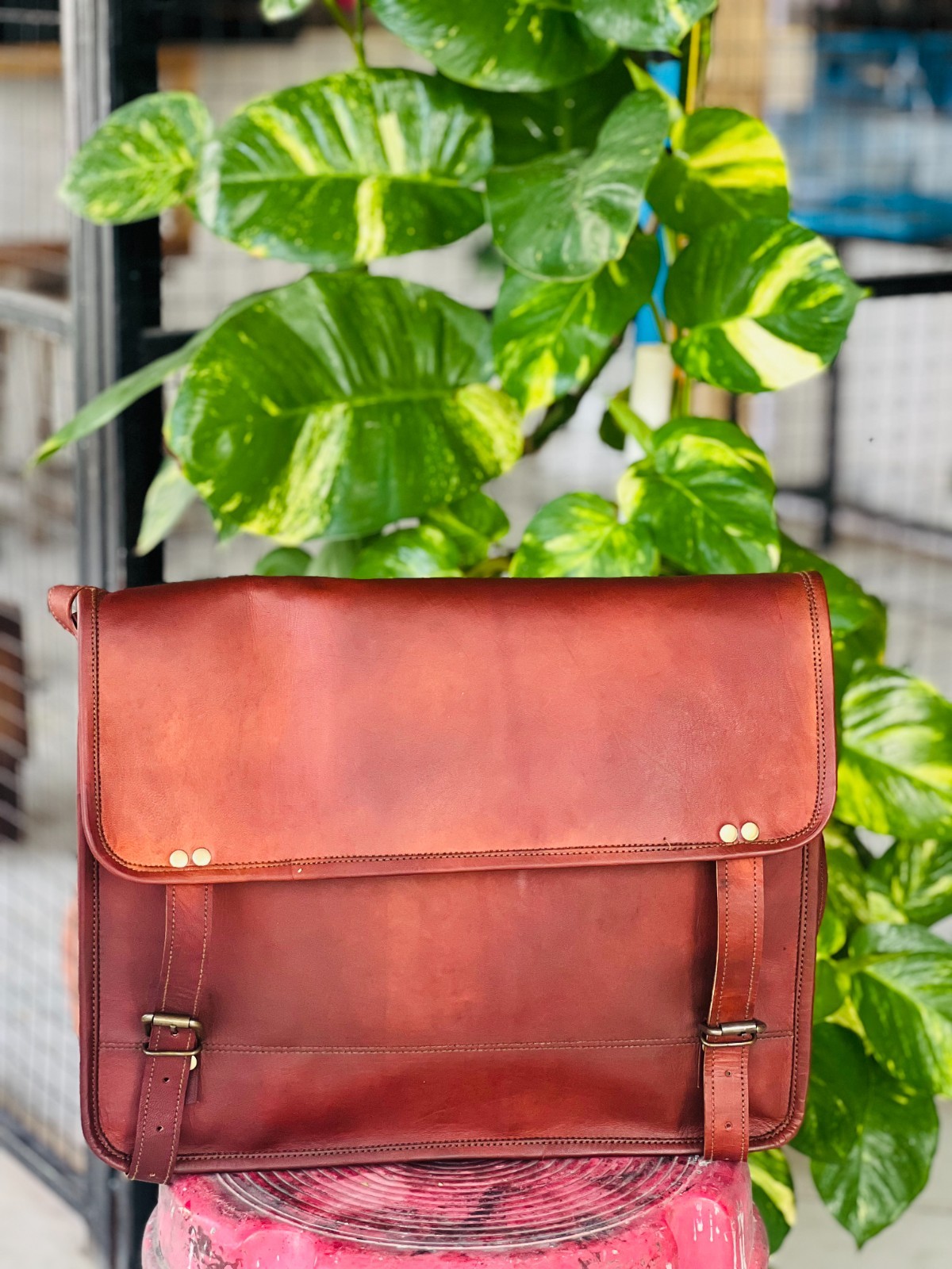 16″Secure Leather Bag for Men – Full Grain Leather Laptop Satchel Offic…