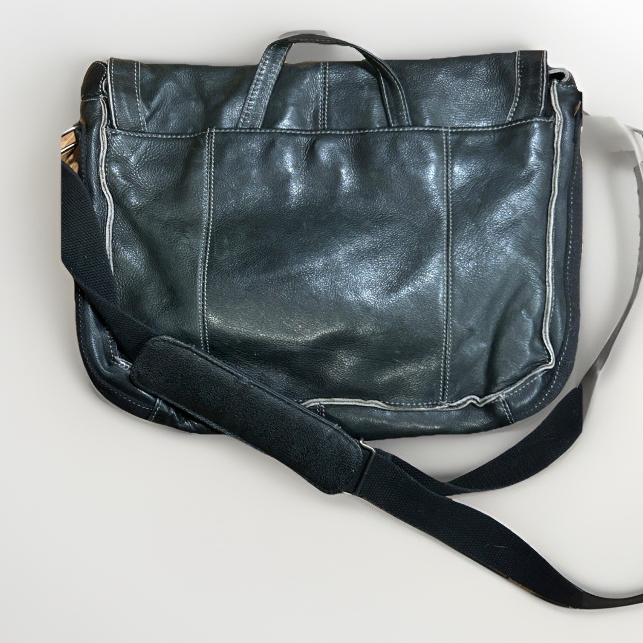 Black Rivet Distressed Brown Leather Laptop Shoulder Messenger Bag Briefcase