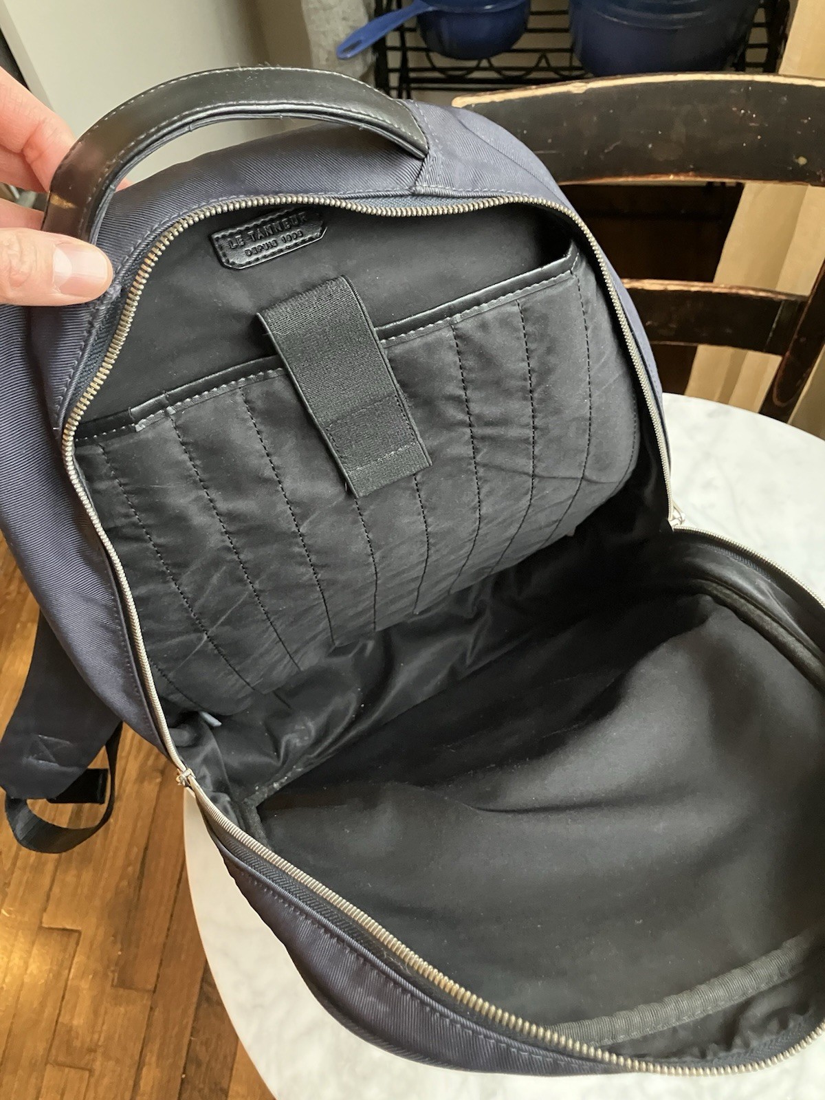 Le Tanneur Navy/black Leather Backpack