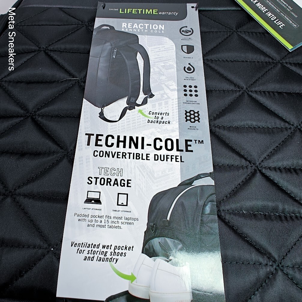 Kenneth Cole Reaction Duffle Bag Backpack Convertible Black Travel Laptop New