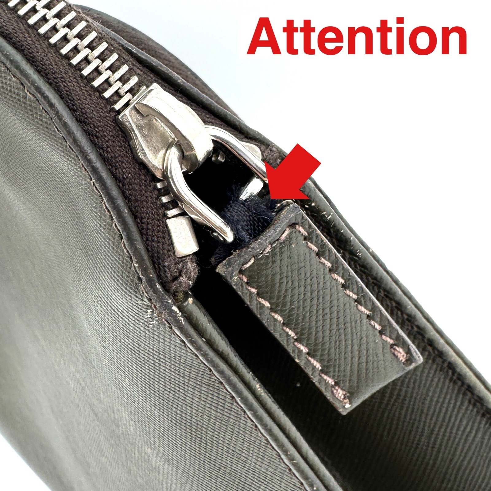 PRADA Saffiano Briefcase Leather Khaki Green Business Bag Authentic