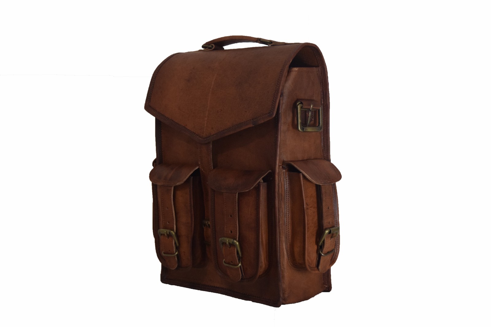 Leather Backpack Convertible Messenger Bag Laptop Satchel Rucksack Shoulder14 In