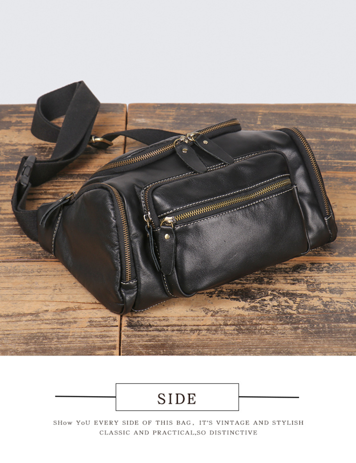 Men’s Leather Shoulder Bag Multi-Pocket Crossbody Messenger Bag