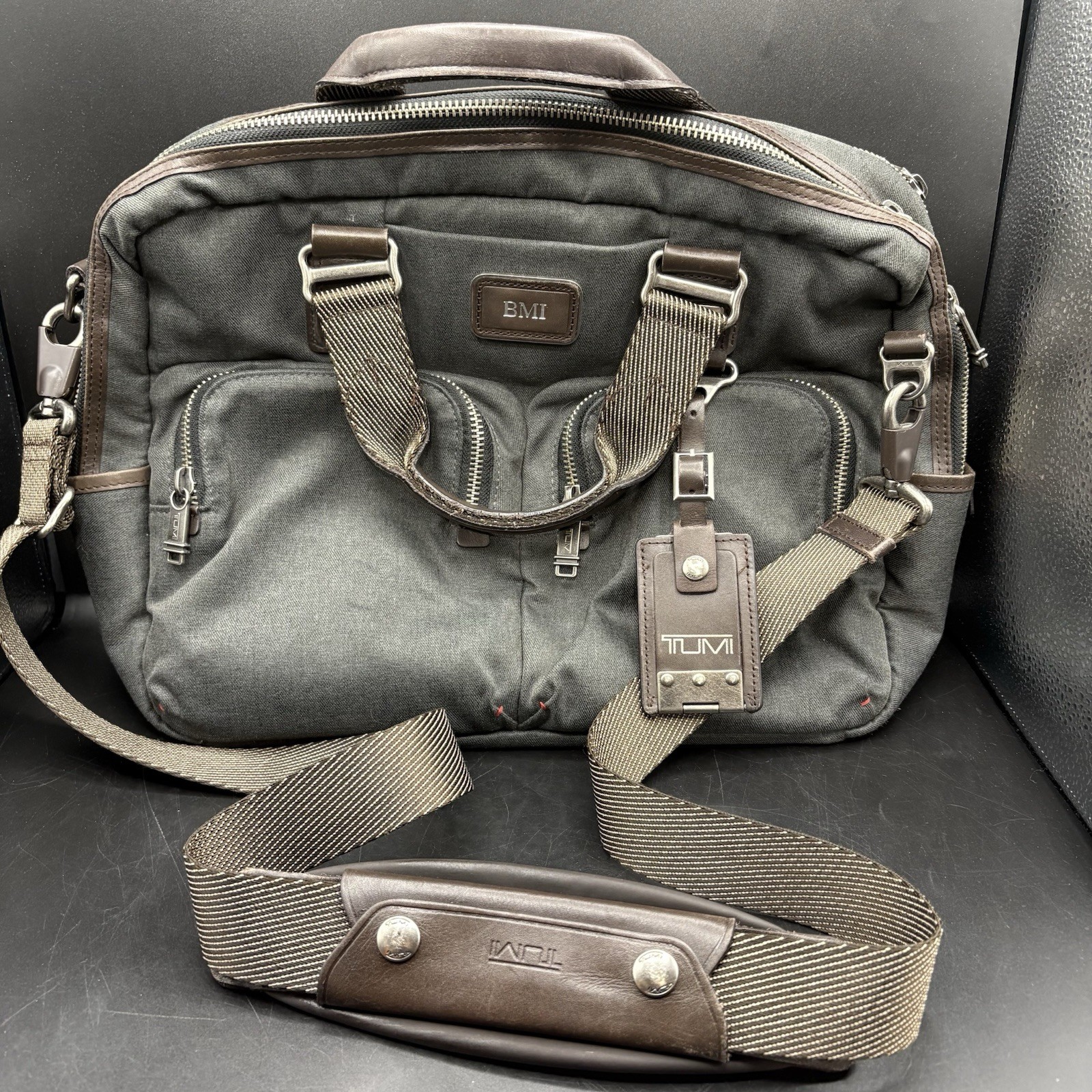 Tumi Alpha Bravo Everett Essential Tote Duffle Carry Bag Gray Brown 22640ATH2