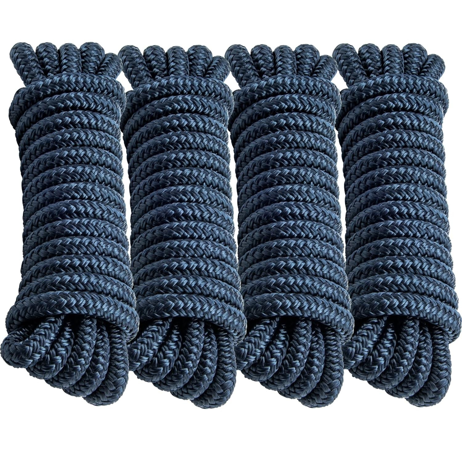 4-Pack Boat Dock Lines 1/2″ x 15′ Marine Grade Rope for Pontoon & Boat (80