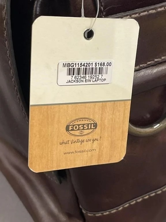 Fossil Jackson E/W Leather Laptop Messenger Bag MBG1154‑201 Brown NWT