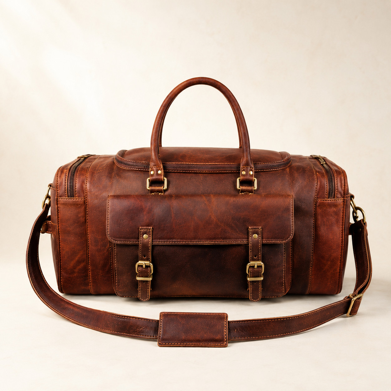 24 Inch Leather Weekender Bag for Men Handmade Vintage Brown Travel Duffle