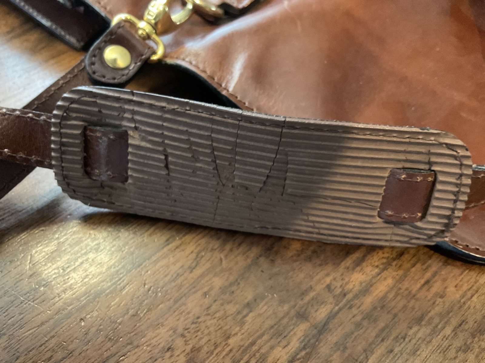 Bosca Brown Leather Men’s Briefcase/Document Case Top Handle Strap Push Lock