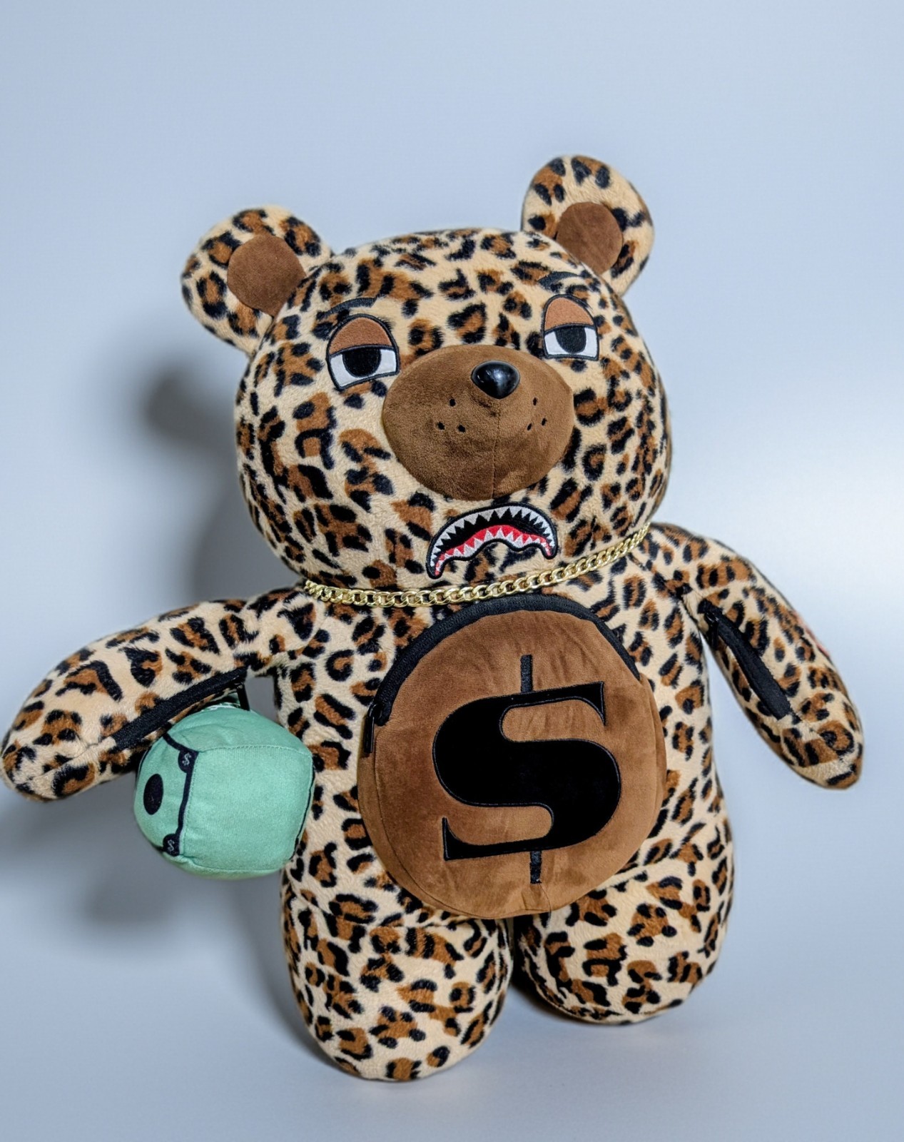 Sprayground Leopard Money Bear Backpack Leopard Print Limited Edition