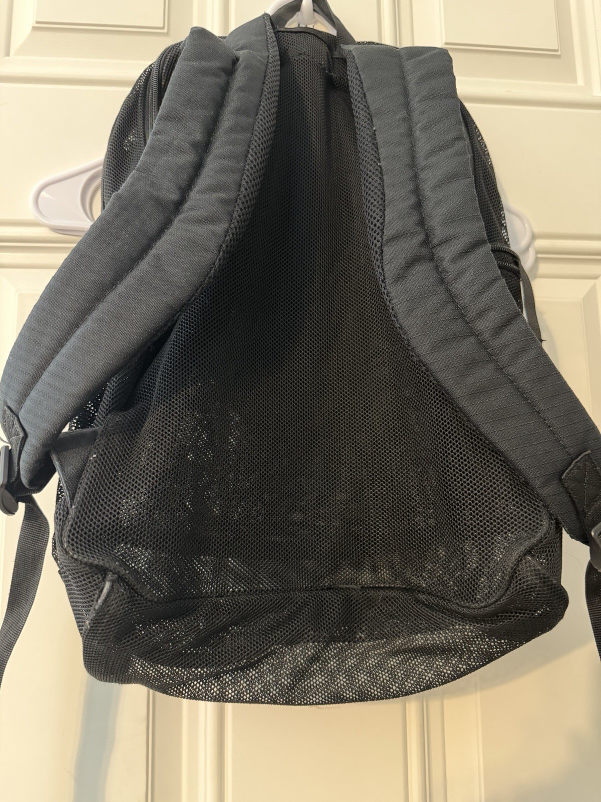 Nike Black Mesh Backpack Zip Closure, Padded Adjustable Straps Travel Casual
