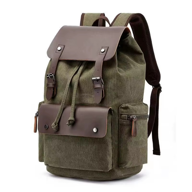 Vintage Canvas Backpack Rucksack Men Women Travel Laptop School Hiking Bag Large
