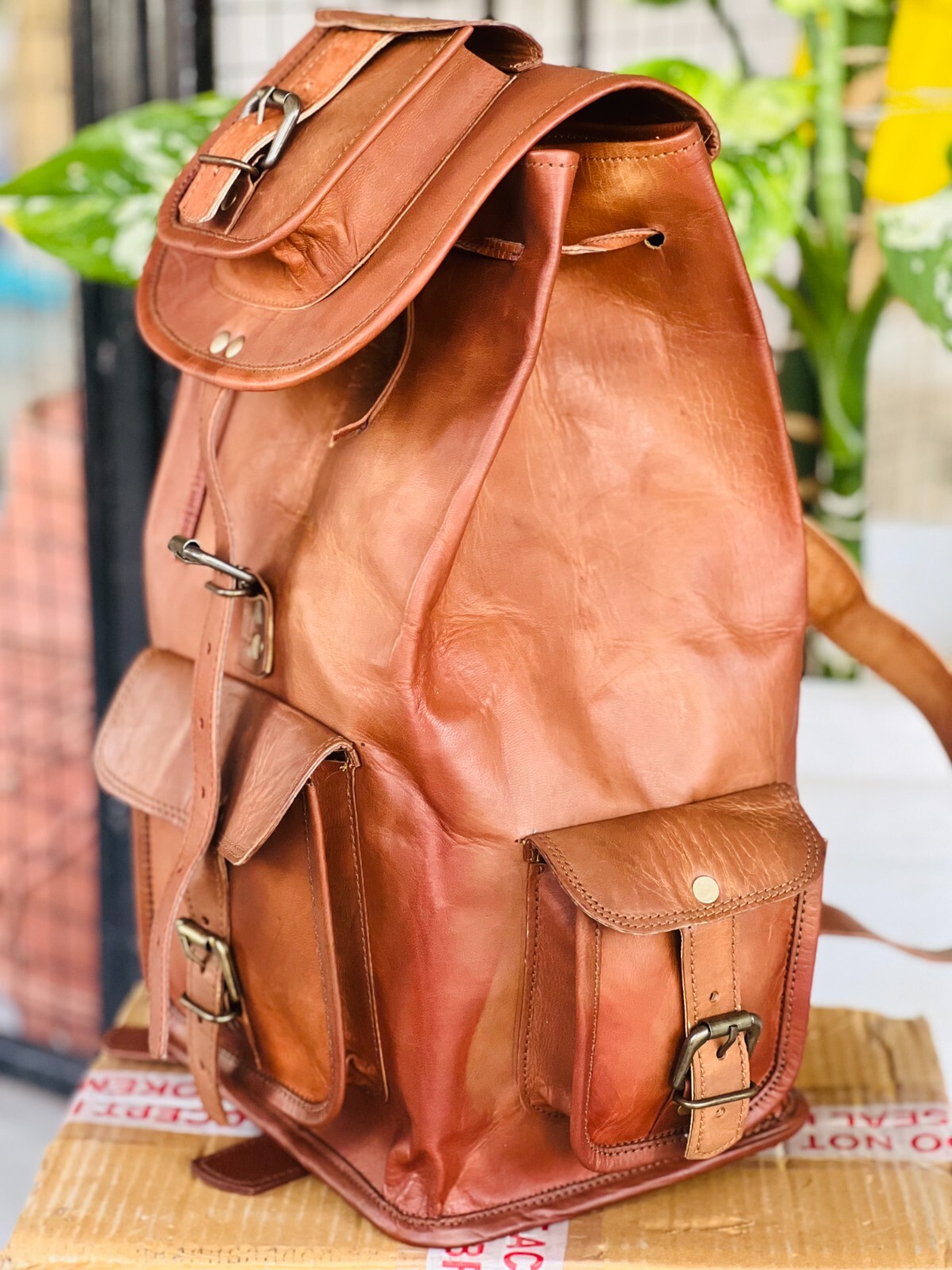 20″ New Genuine Leather Backpack Rucksack Travel Bag For Men’s and Women’s