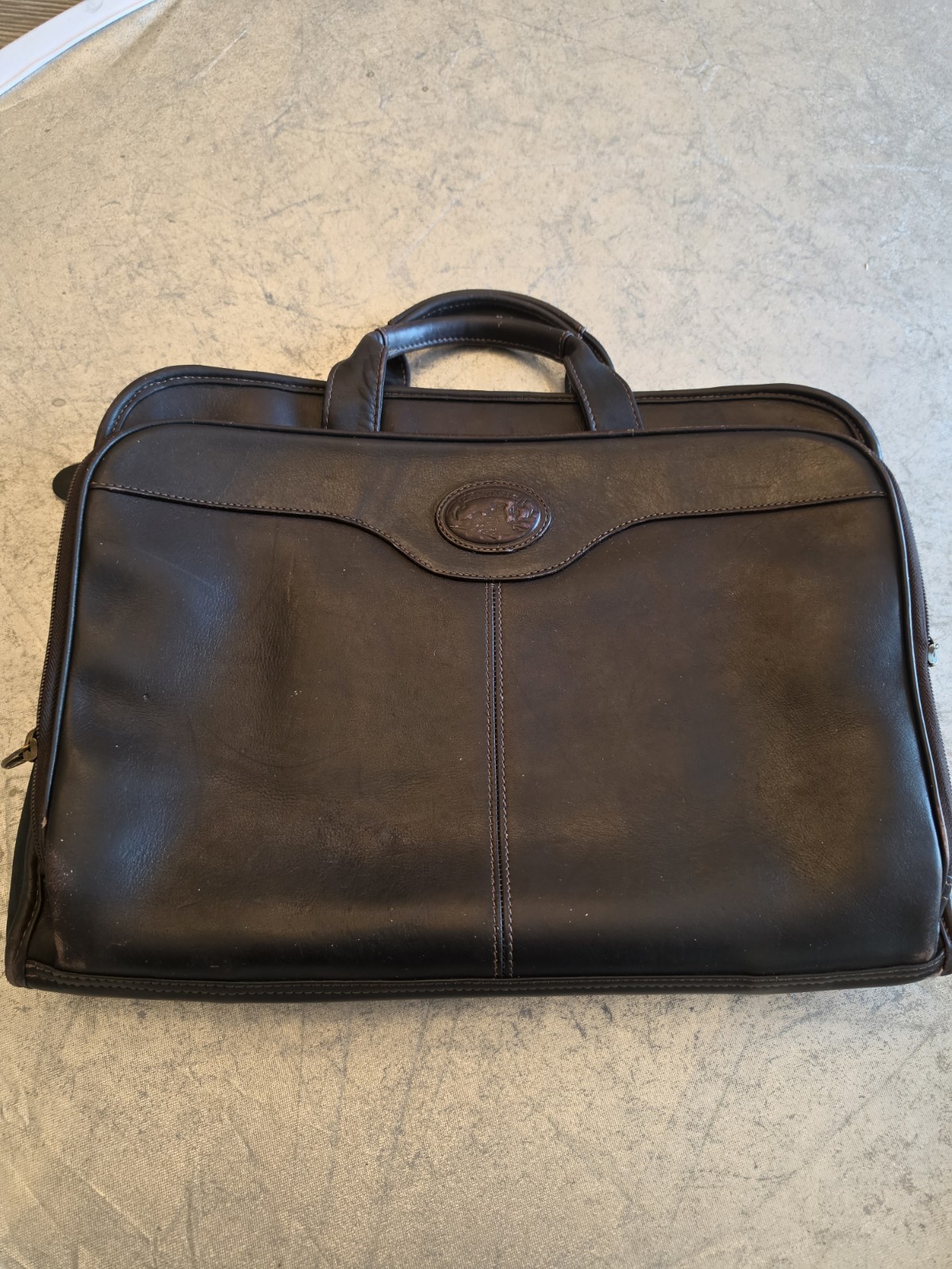 SANTA FE DILANA dark brown Leather Laptop Bag Briefcase No Strap