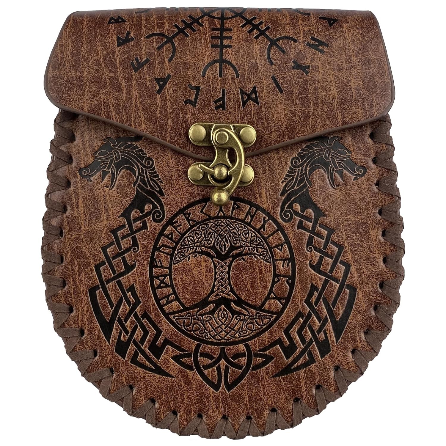 Nordic Embossed Faux Leather Belt Bag with Side Pocket and Pockets for Men and