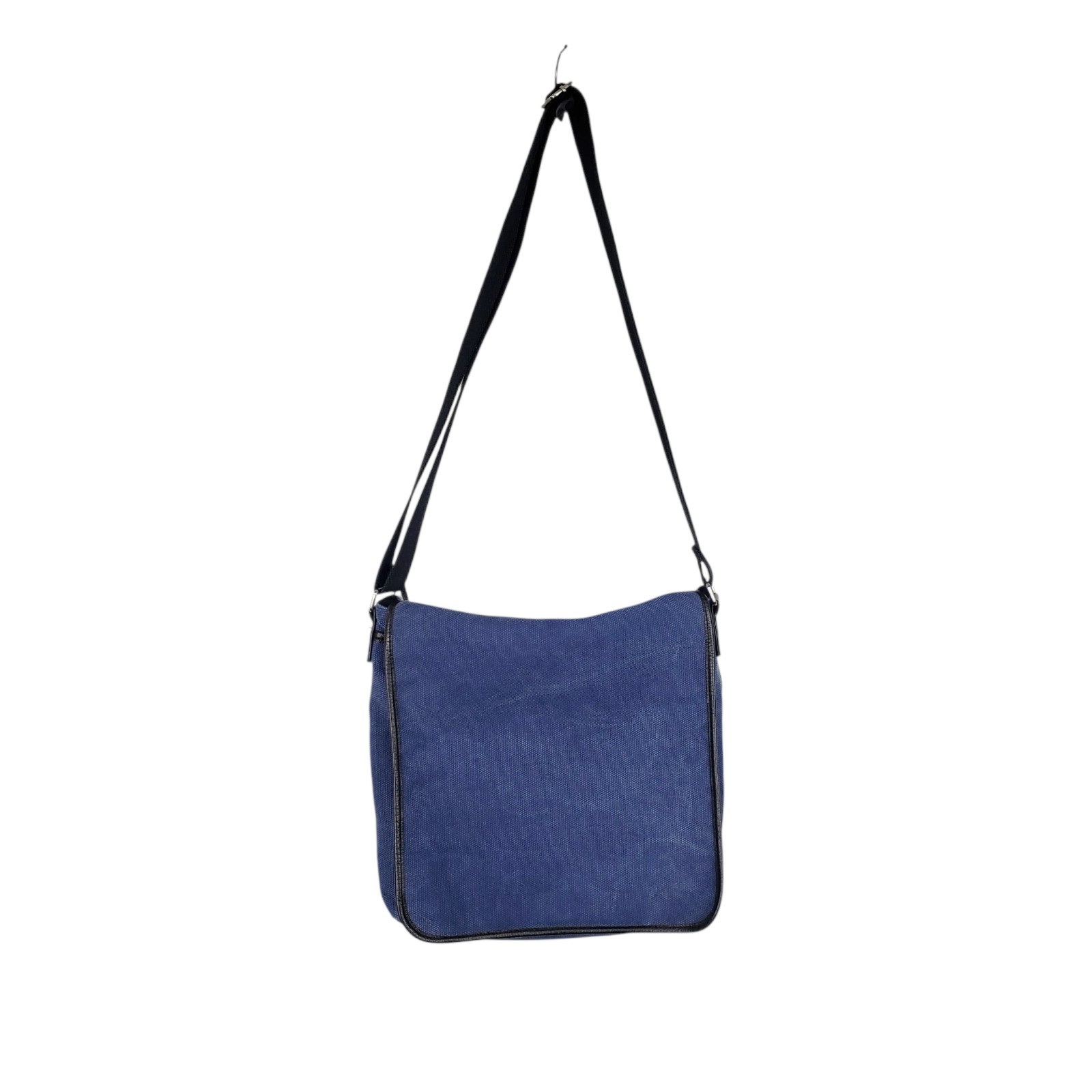 Levenger Metro Blue Canvas Leather Messenger Bag 13″x13″ Shoulder Crossbody
