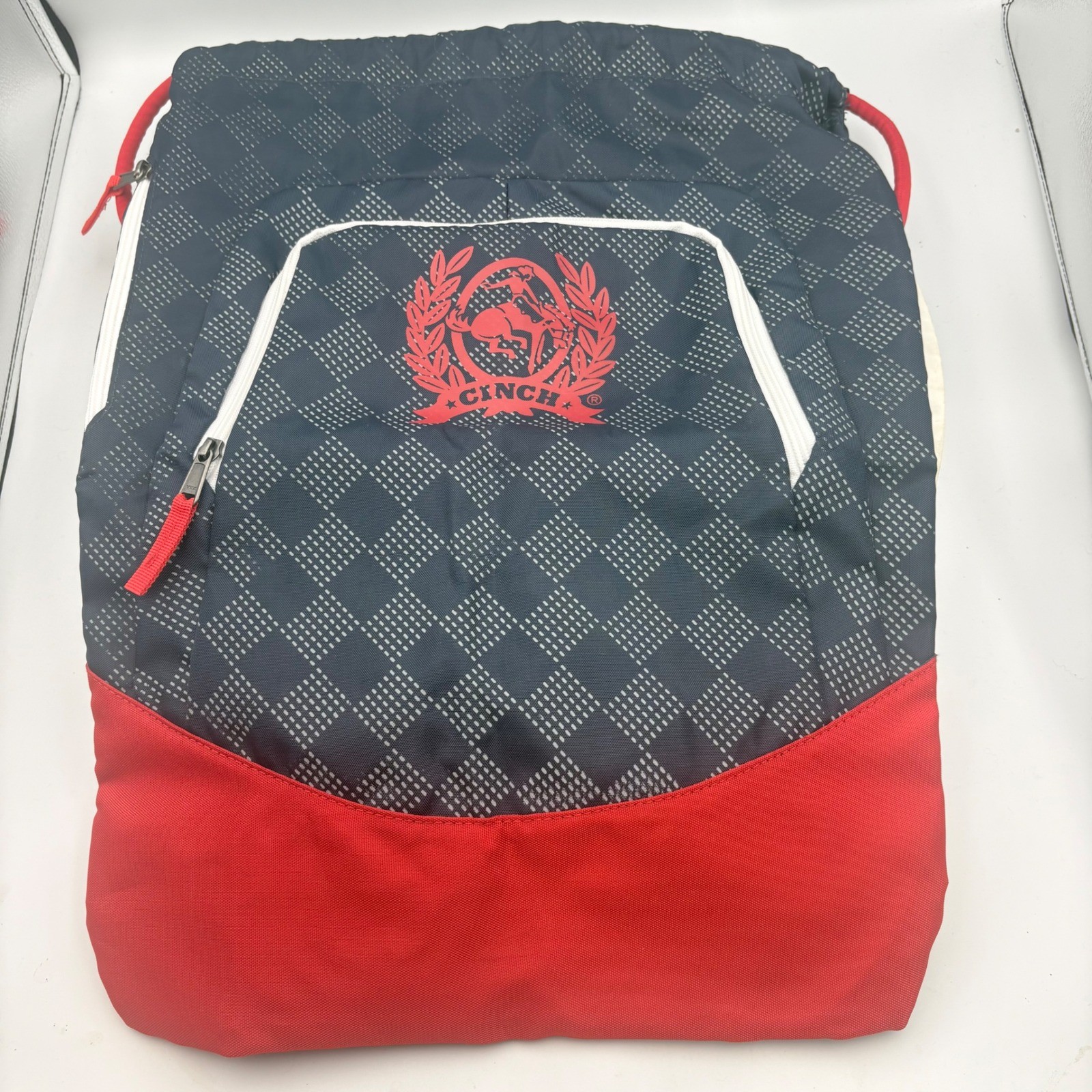 Cinch Drawstring Backpack Bag Unisex Navy Red NEW Western Rodeo FAA